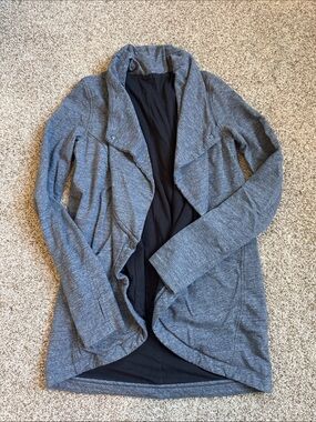 Lululemon Heather Gray Open Front Drape cardigan size 8